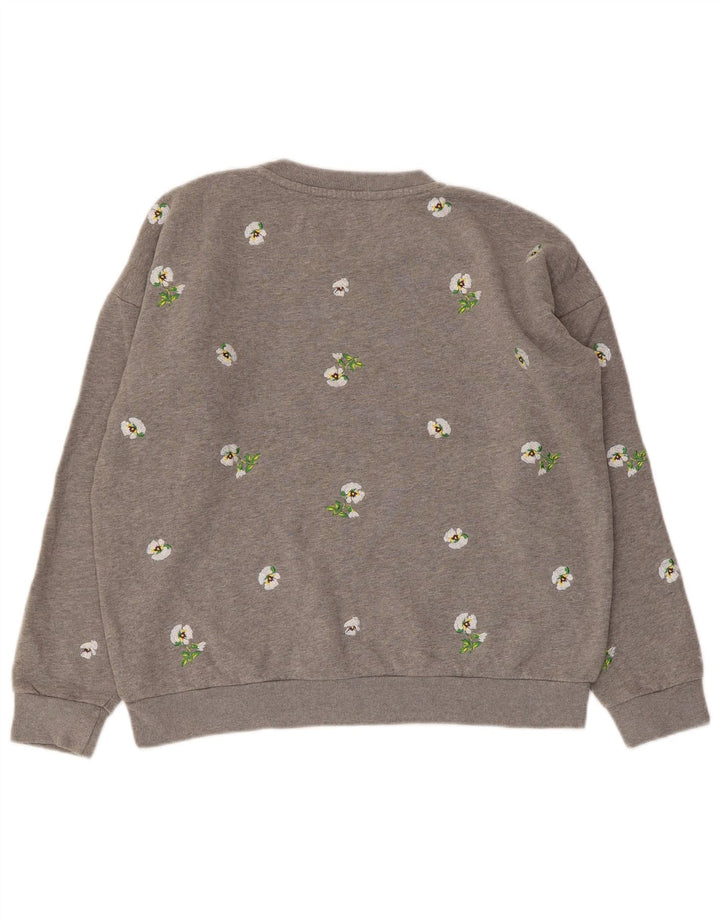 JACK WILLS Womens Oversized Sweatshirt Jumper UK 8 Small Grey Floral