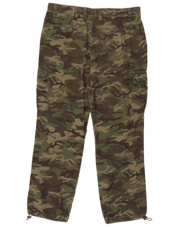 CLOCK HOUSE Pantaloni cargo da uomo a vita alta W42 L27 mimetico kaki