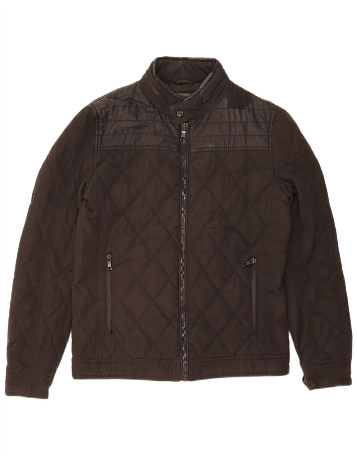 ZARA Mens Hooded Quilted Jacket UK 38 Medium Black
