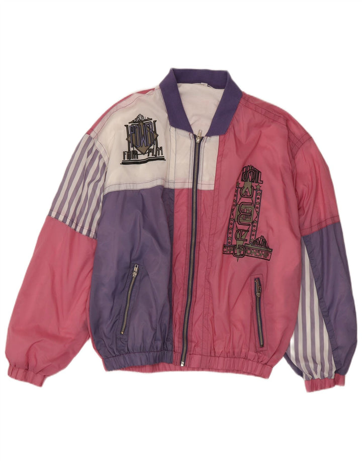 Clipper Mens Graphic Full Tracksuit Medium  Purple Colourblock Polyamide