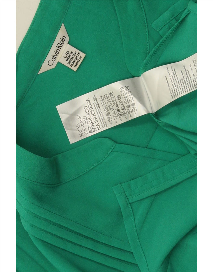 Calvin Klein Womens Shirt Blouse UK 16 Large Green Polyester