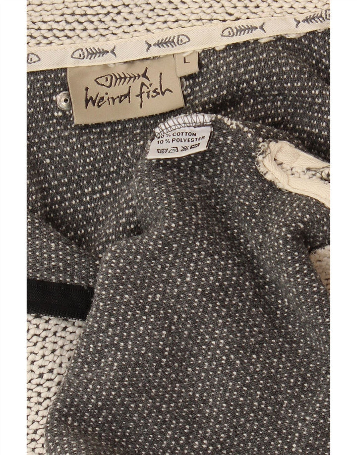 WEIRD FISH Mens Zip Neck Sweatshirt Jumper Large Grey Cotton