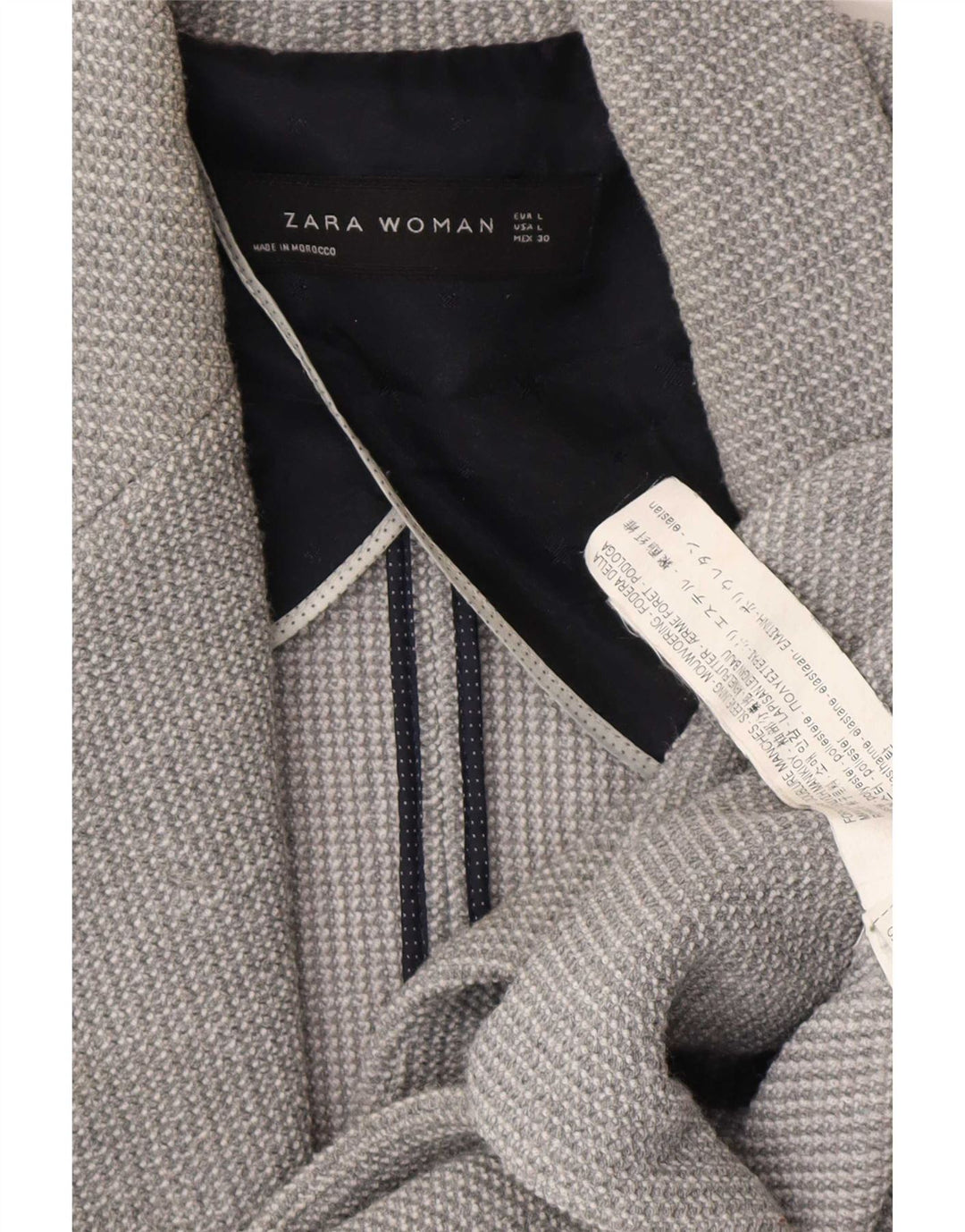 Zara Womens 1 Button Blazer Jacket UK 16 Large Grey Polyester