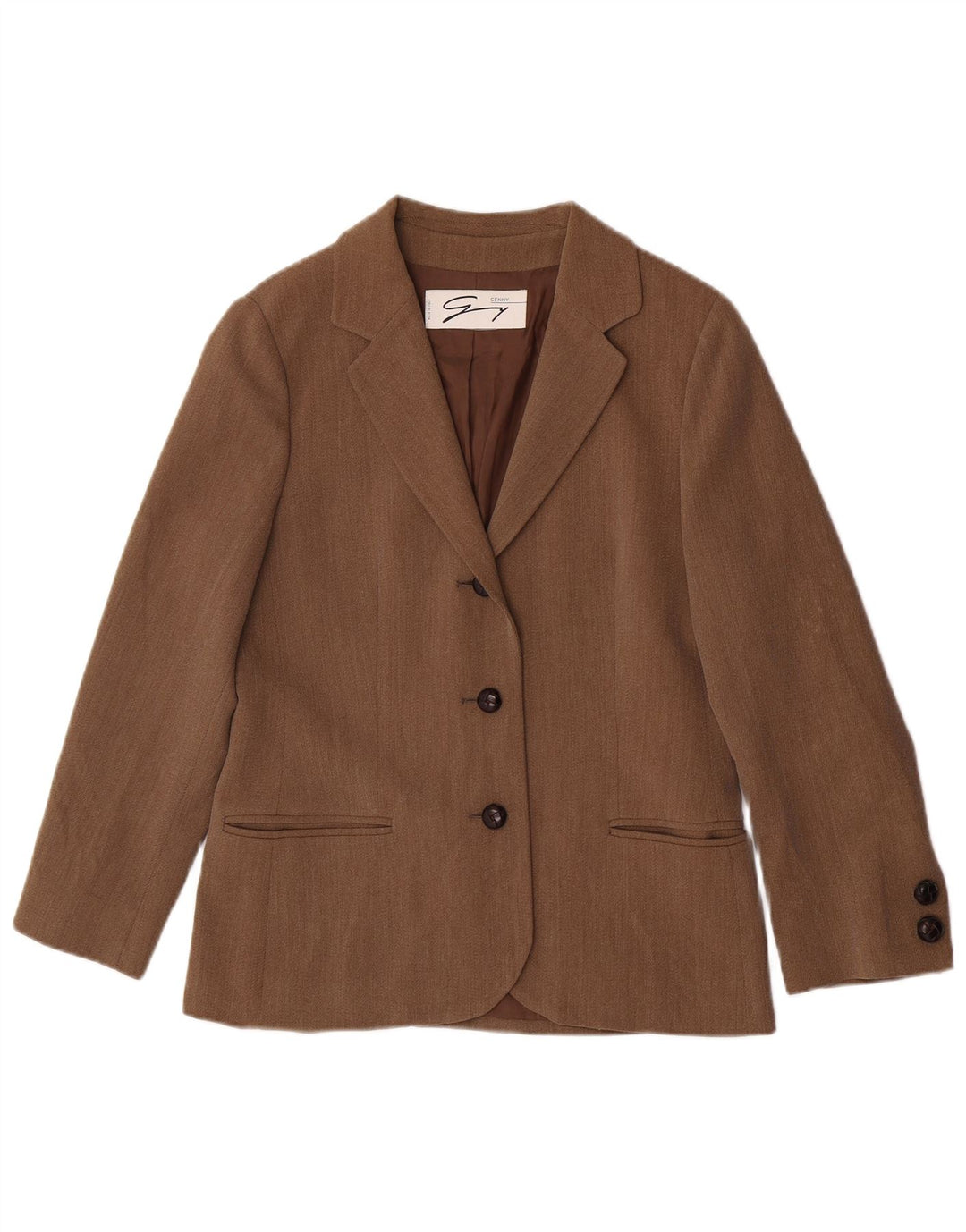 Genny Womens 3 Button Blazer Jacket IT 42 Medium Brown