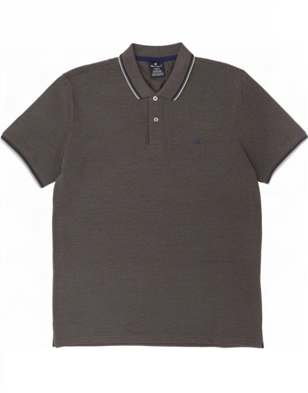 Champion Herren-Poloshirt, groß, grau gestreift, Baumwolle