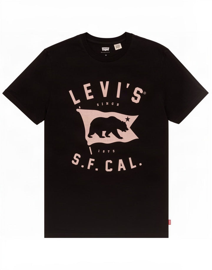 Мужская футболка с рисунком Levi's, верх среднего размера, черный хлопок, хлопок