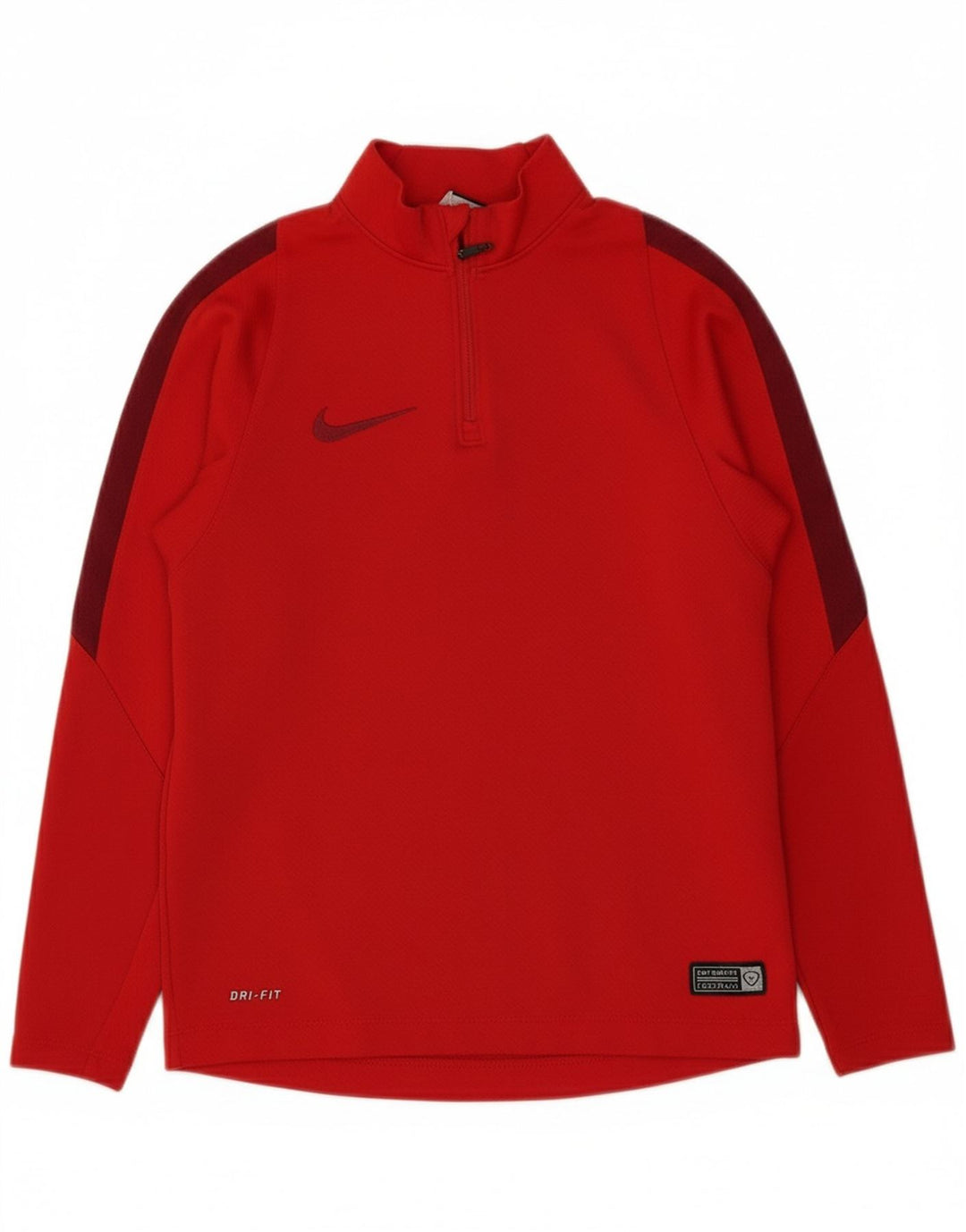 NIKE Boys Dri Fit Pullover Tracksuit Top 8-9 Years Small Red Colourblock