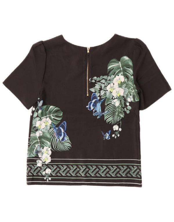Oasis Damebluse Top UK 6 XS Black Floral Polyester