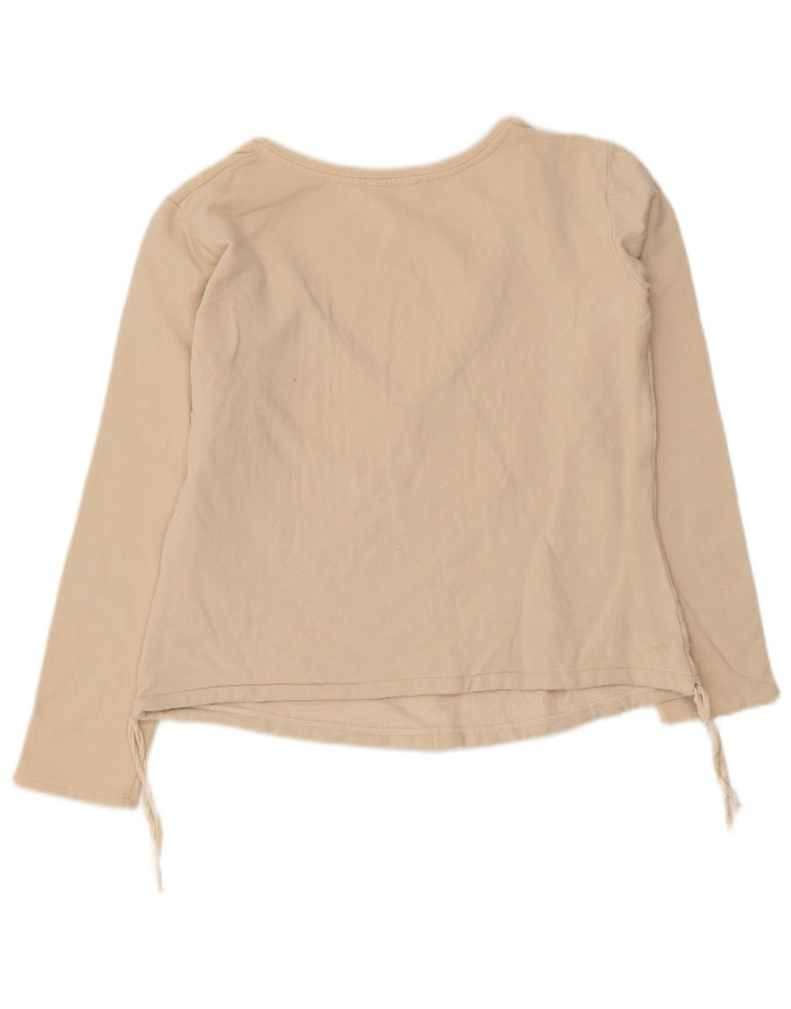Max Mara Womens Top Long Sleeve UK 10 Small Beige Cotton