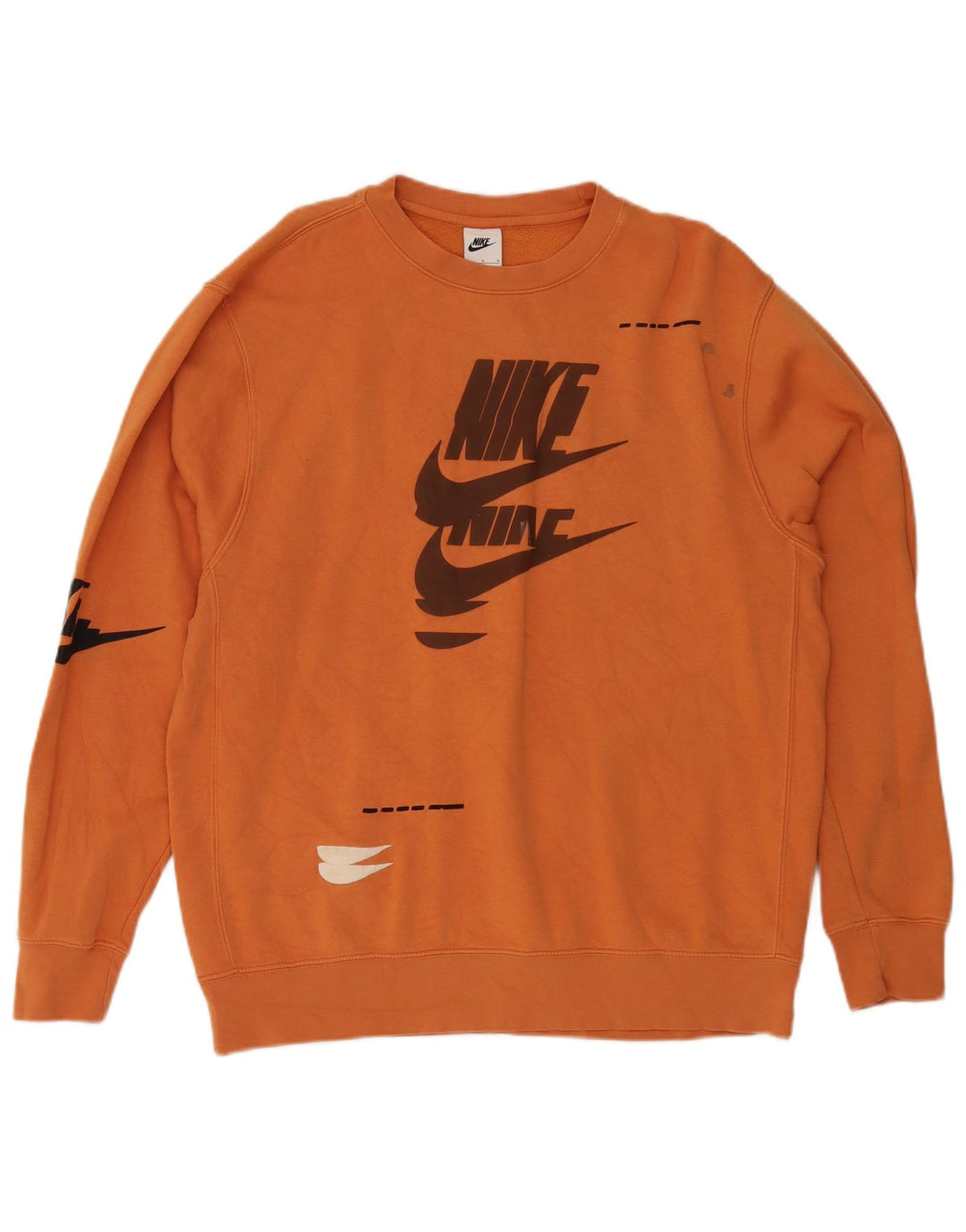 Nike Mens Graphic Sweatshirt Jumper Large Orange Cotton