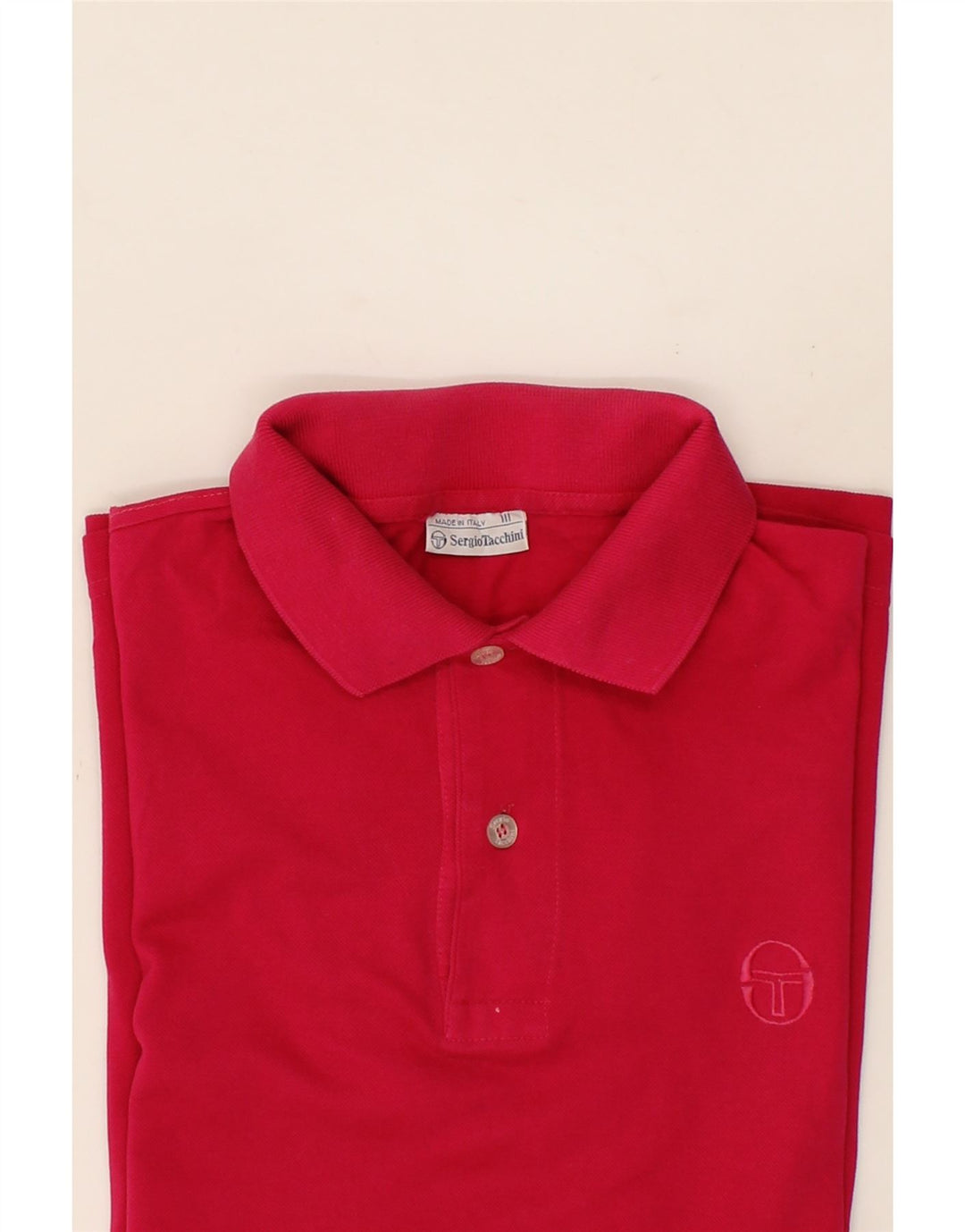 SERGIO TACCHINI Mens Polo Shirt Medium Pink Cotton Vintage Sergio Tacchini and Second-Hand Sergio Tacchini from Messina Hembry 