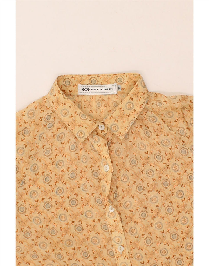 HUCKE Womens Abstract Pattern Shirt Blouse EU 46 XL Beige Acetate Vintage Hucke and Second-Hand Hucke from Messina Hembry 