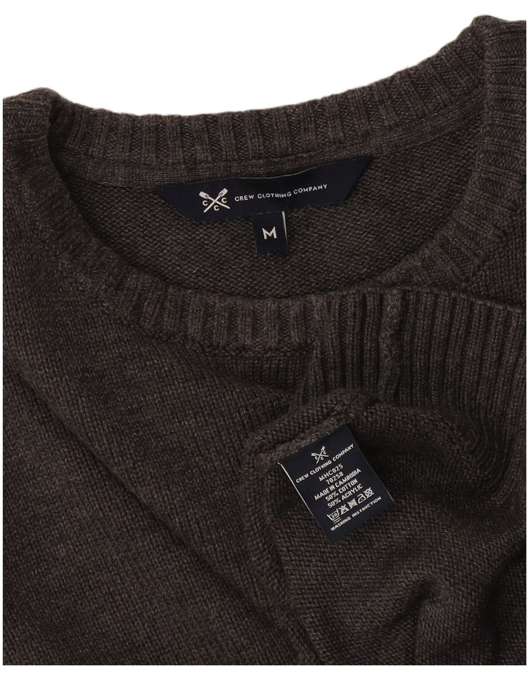 Crew Clothing Mens Neck Jumper Sweater Medium Grey Cotton