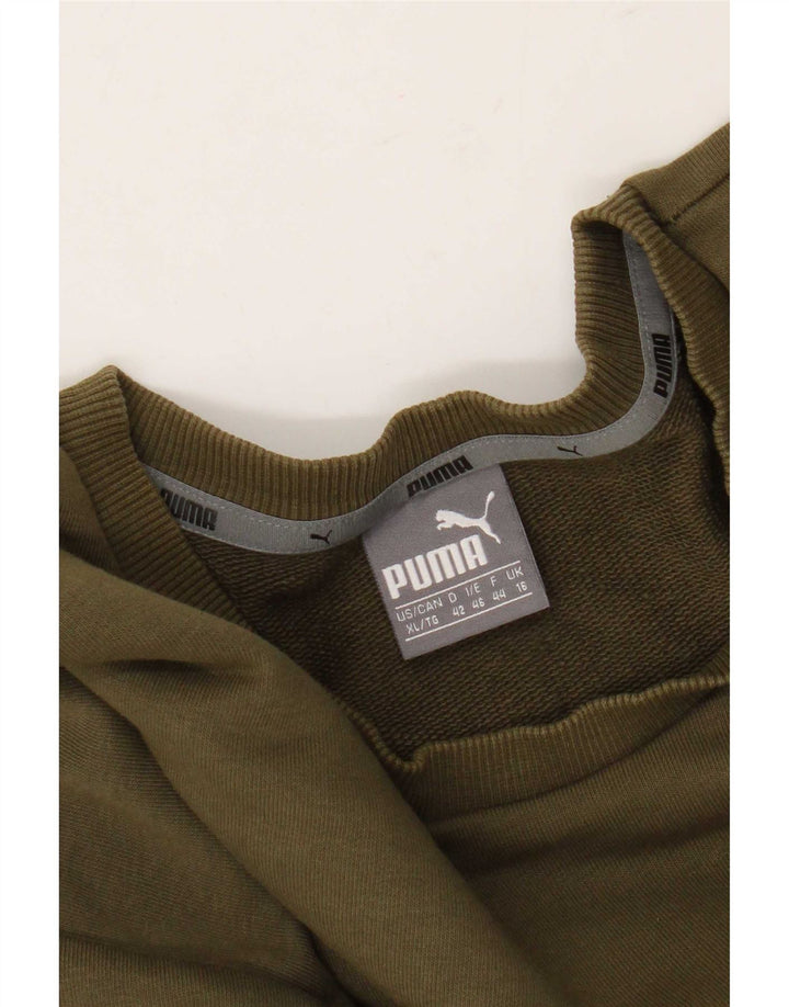 Puma Womens Graphic Sweatshirt Jumper UK 16 Large Khaki