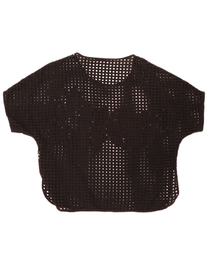 Zara Womens See Through Blouse Top UK 14 Medium Black Floral