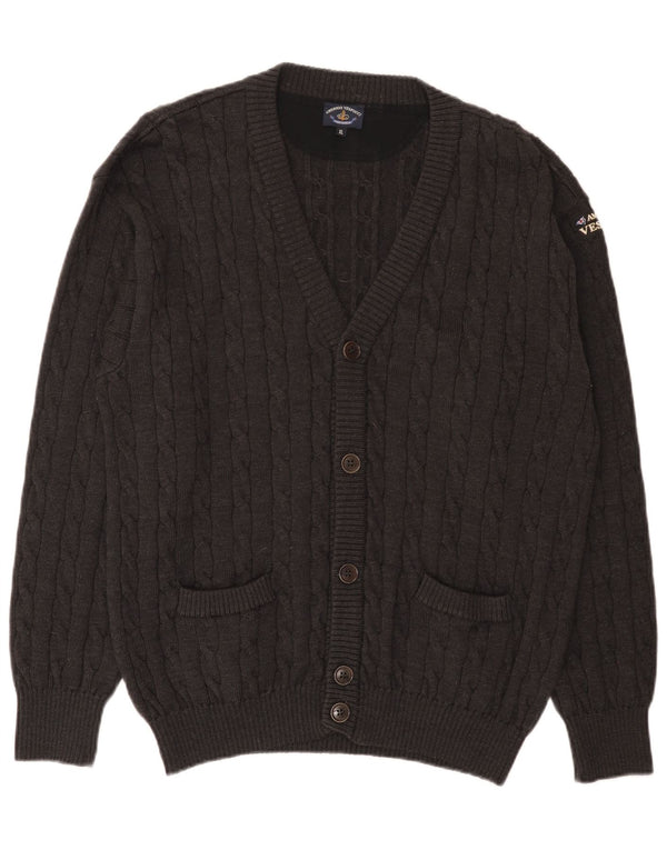 Amerigo Vespucci Mens Cardigan Sweater XL Grey New Wool