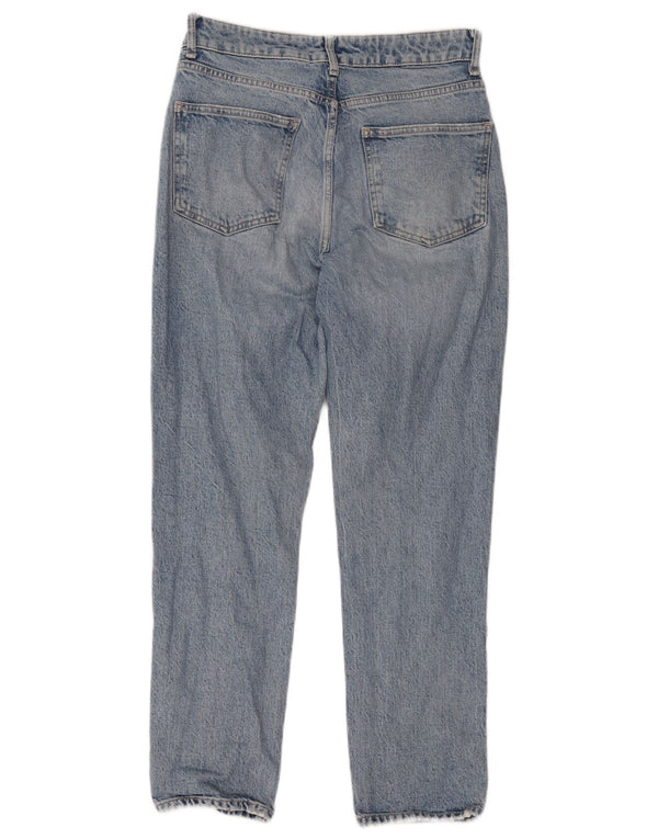 Zara Dame Højtaljede Cropped Jeans EU 40 Medium W30 L26 Blå Bomuld