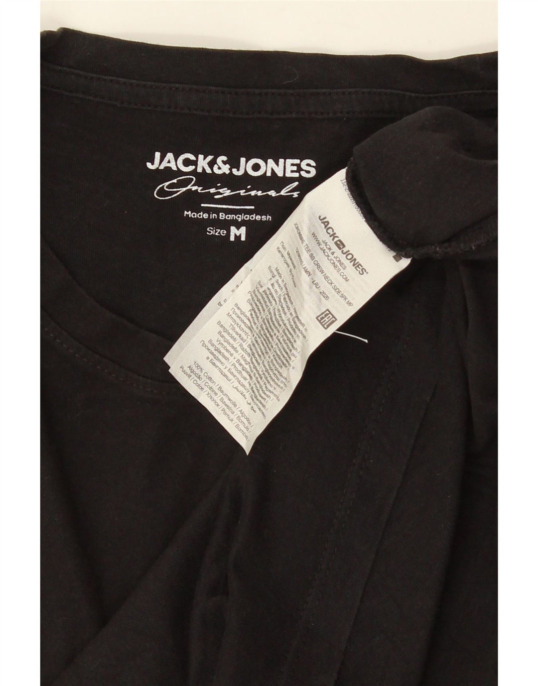 JACK & JONES Mens Graphic T-Shirt Top Medium Black Cotton