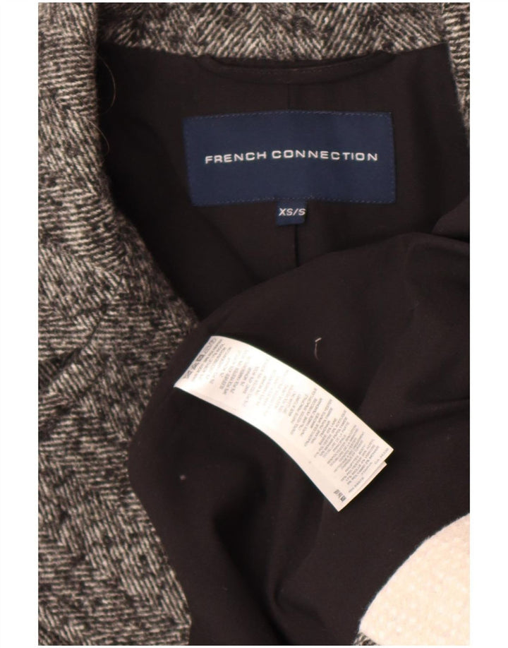French Connection Womens Double Breasted Coat UK 6 XS Grey Colourblock