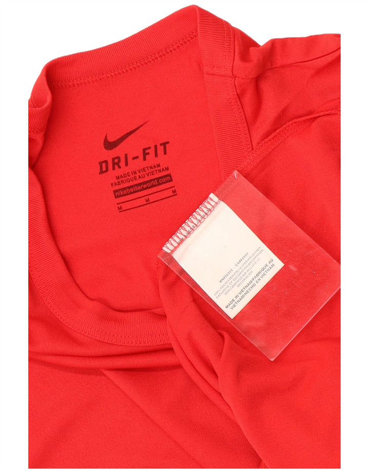 NIKE Womens Dri Fit T-Shirt Top UK 12 Medium Red Polyester