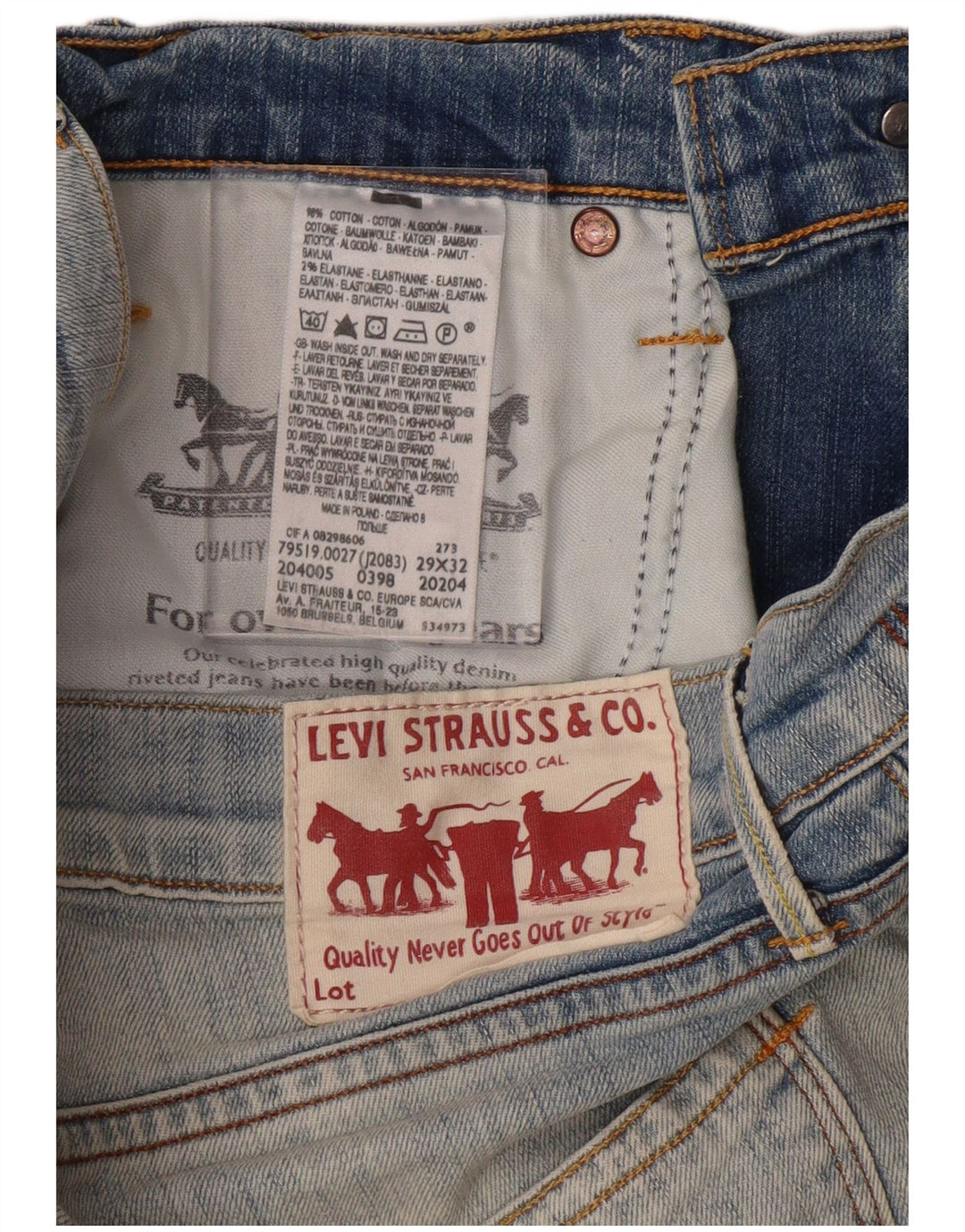 LEVI'S Womens Straight Jeans W29 L30 Blue Cotton