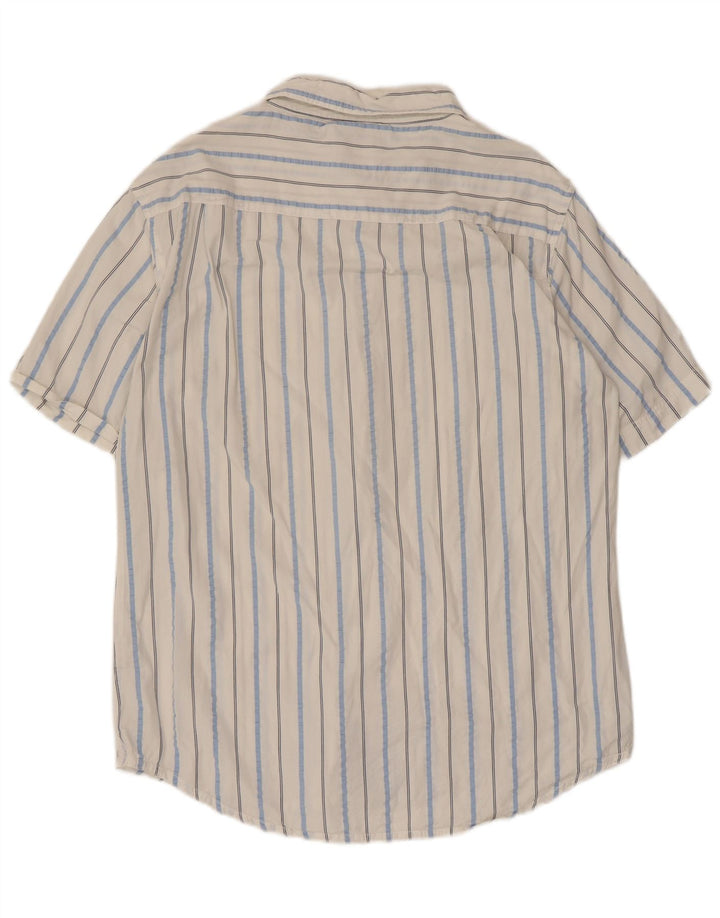 Fila Mens Short Sleeve Shirt Large White Pinstripe