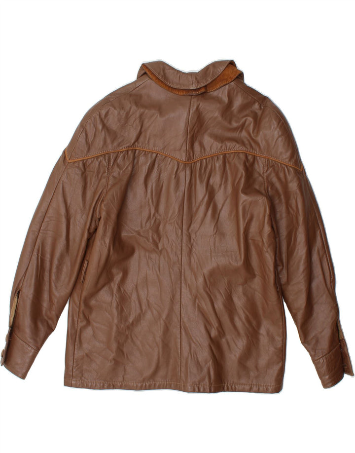 VINTAGE Womens Leather Jacket UK 14 Medium Brown Leather Vintage Vintage and Second-Hand Vintage from Messina Hembry 
