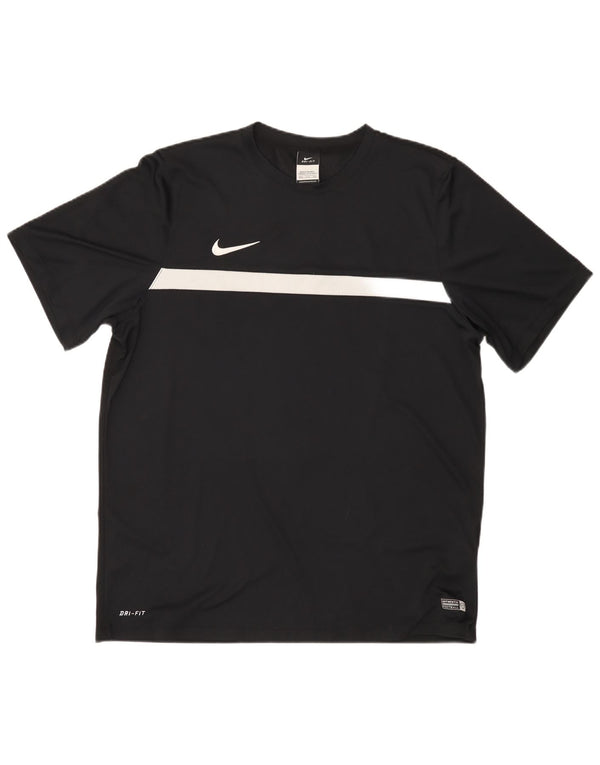 Nike Mens Dri Fit póló felső 2XL fekete Colourblock poliészter