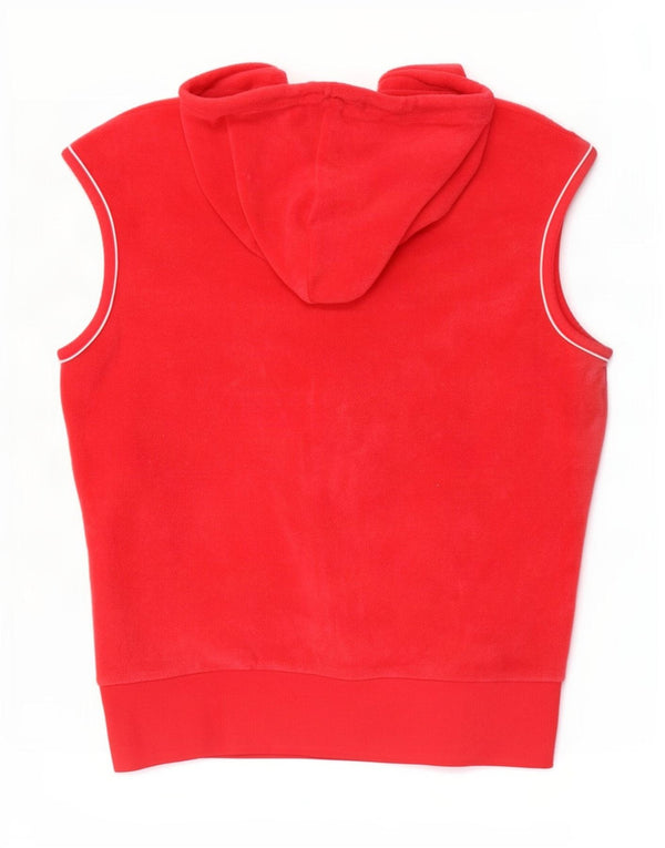 Reebok Womens Sleeveless Zip Hoodie Sweater UK 16 Large Red Striped Cotton