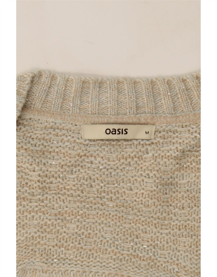 OASIS Womens Oversized Open Cardigan Sweater UK 14 Medium Beige Acrylic Vintage Oasis and Second-Hand Oasis from Messina Hembry 