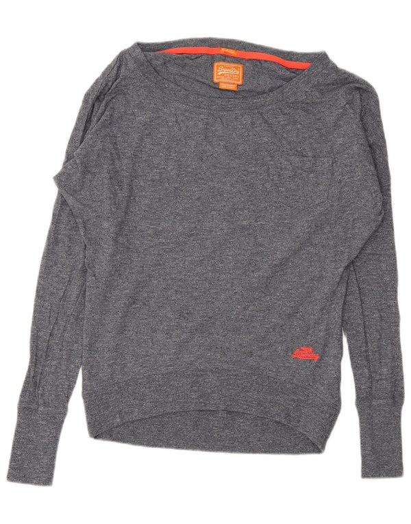 Женский джемпер оверсайз Superdry UK 6 XS, серый хлопок с крапинками