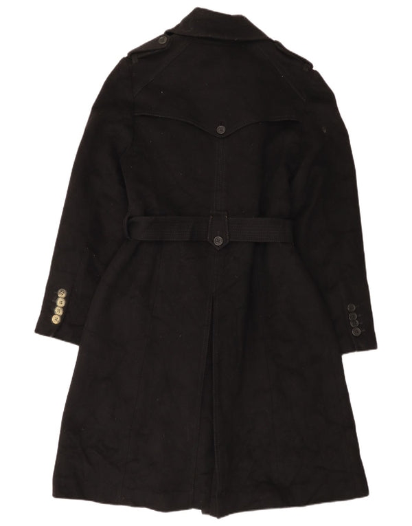 Karen Millen Womens Trench Coat UK 14 Large Black Lambswool