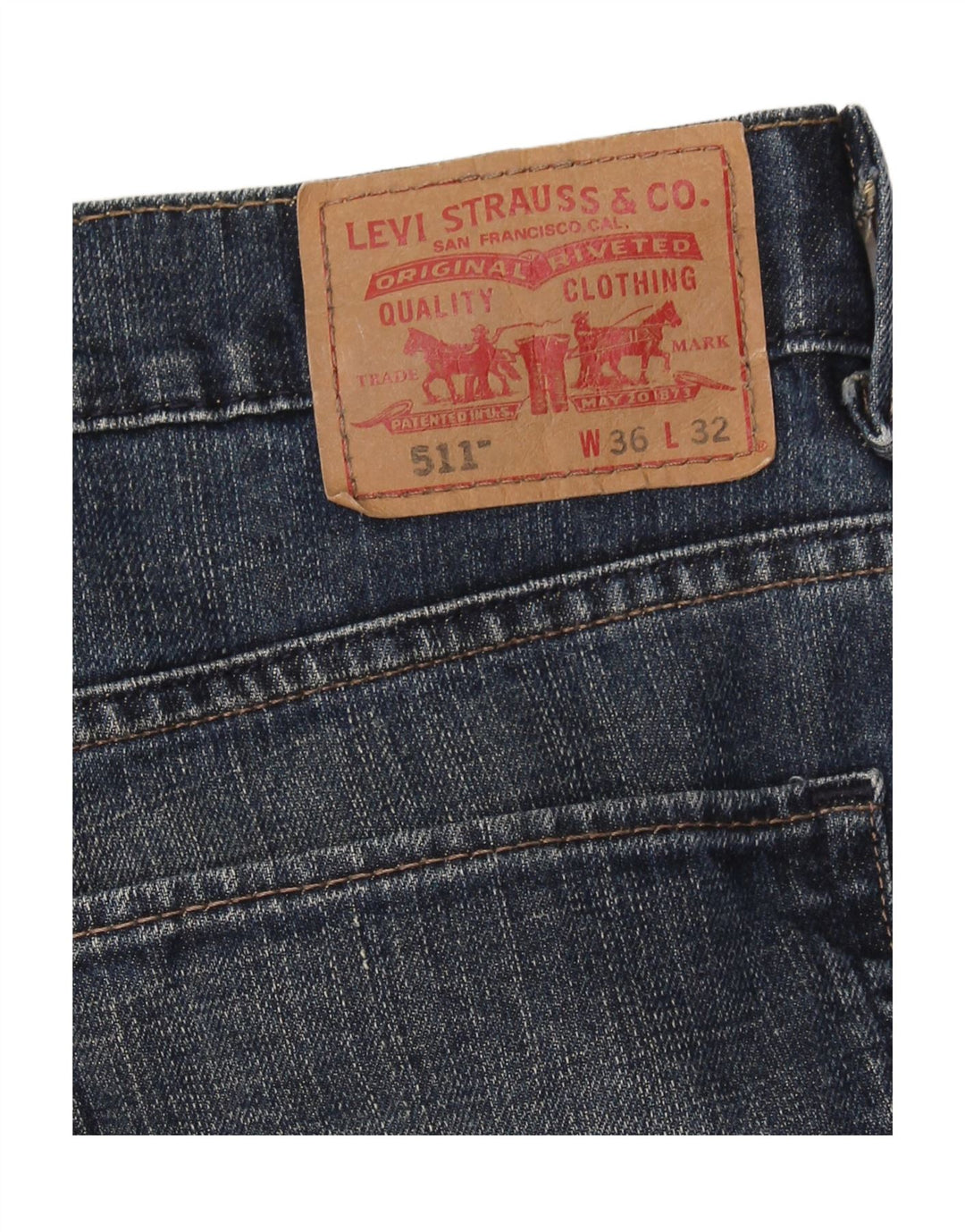 LEVI'S Mens 511 Slim Jeans W36 L32 Navy Blue Cotton