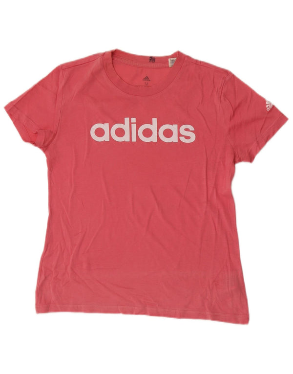 Adidas grafisk T-shirt top til kvinder DK 12/14 Medium Pink Bomuld