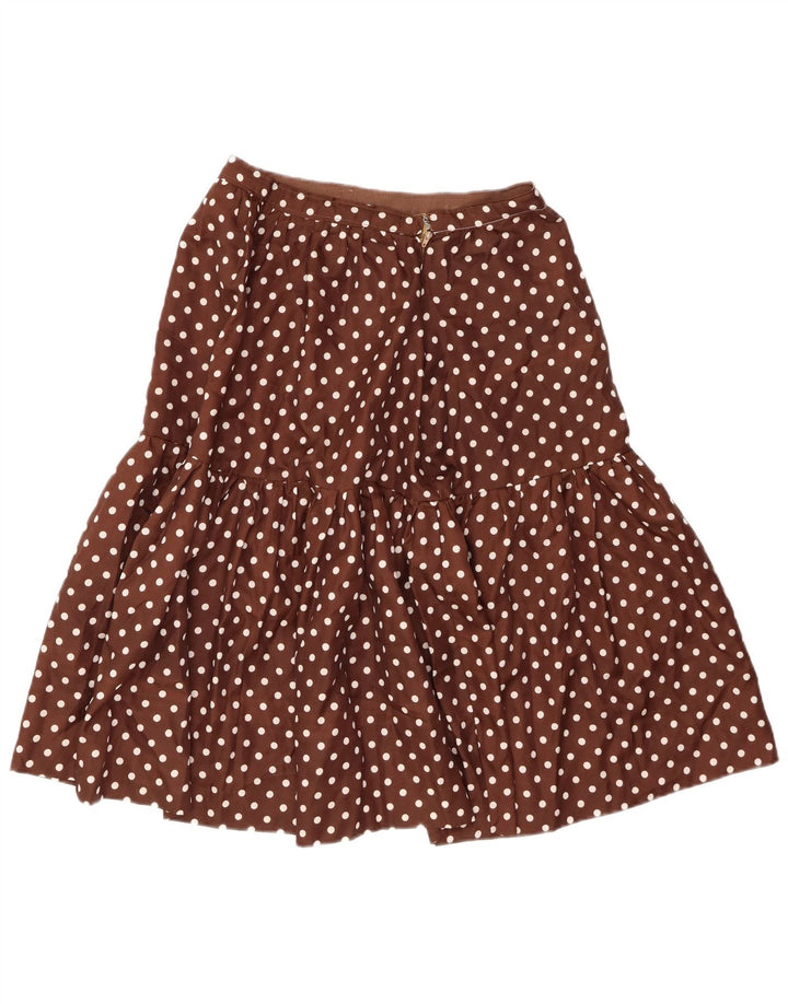 Vintage Womens A-Line Skirt W30 Medium Brown Polka Dot