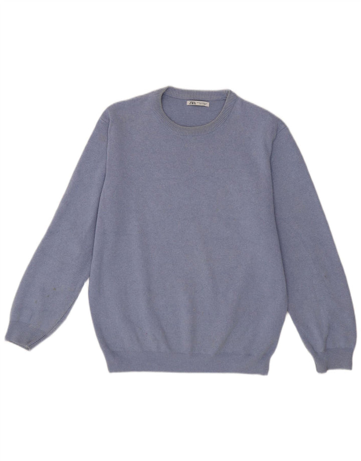 Zara Pull Col Ras Du Cou Homme Bleu Moyen