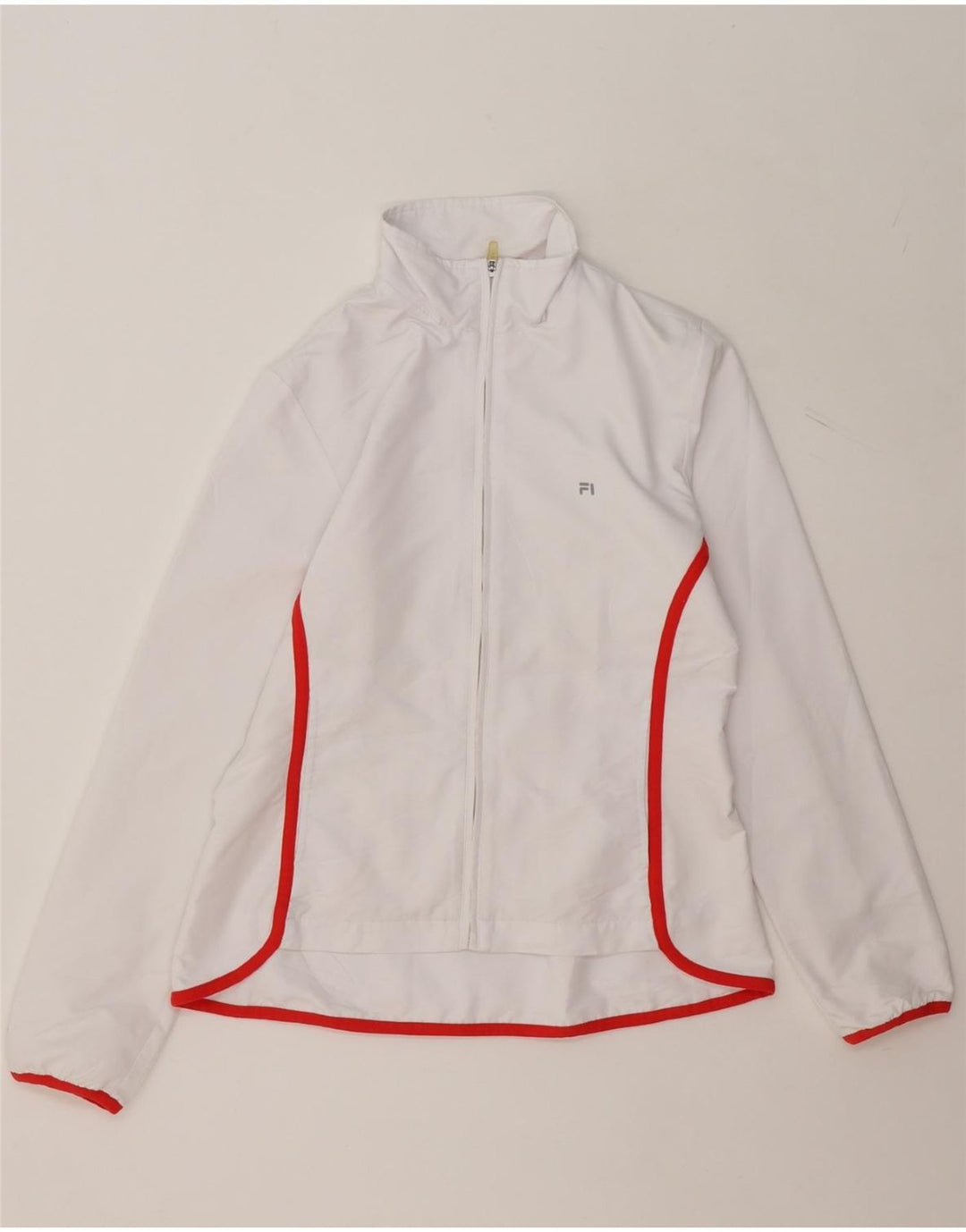 FILA Womens Tracksuit Top Jacket UK 12 Medium White Polyester Vintage Fila and Second-Hand Fila from Messina Hembry 