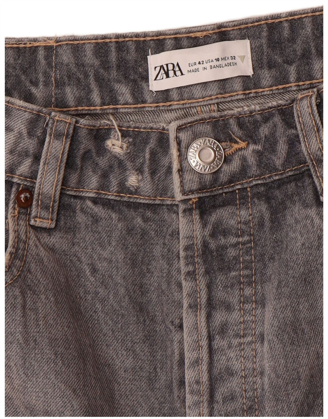 Zara Dame Straight Jeans EU 42 Large W32 L27 Grå
