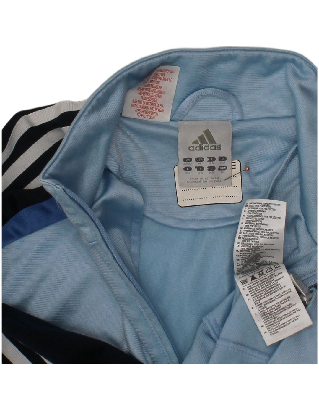 ADIDAS Boys Tracksuit Top Jacket 11-12 Years Blue Colourblock Polyester