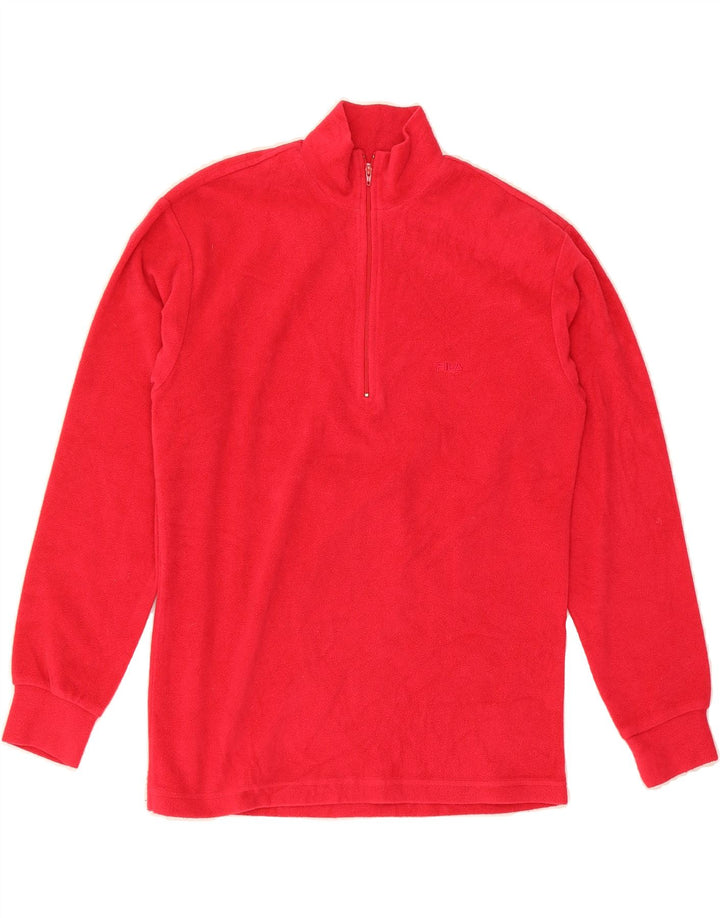 FILA Mens Zip Neck Fleece Jumper Small Red Vintage Fila and Second-Hand Fila from Messina Hembry 