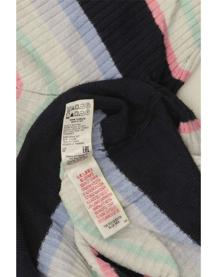 Marks & Spencer Womens T-Shirt Top UK 16 Large Multicoloured Striped