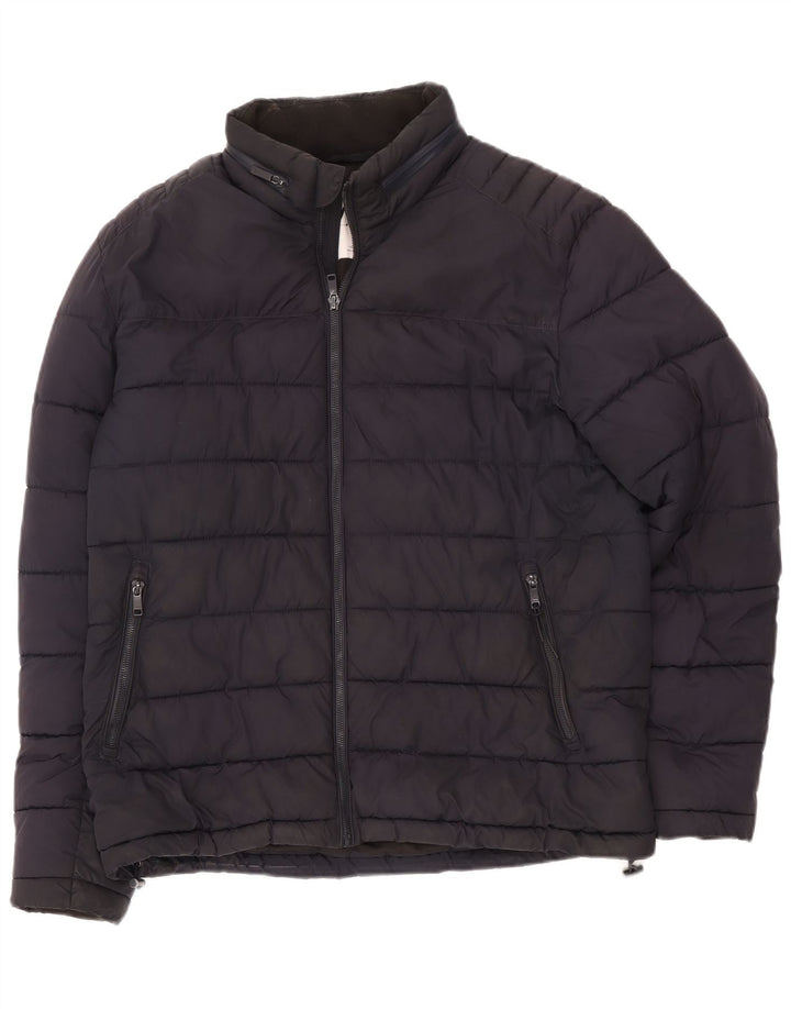 Giacca imbottita da uomo Zara UK 40 grande poliestere blu navy