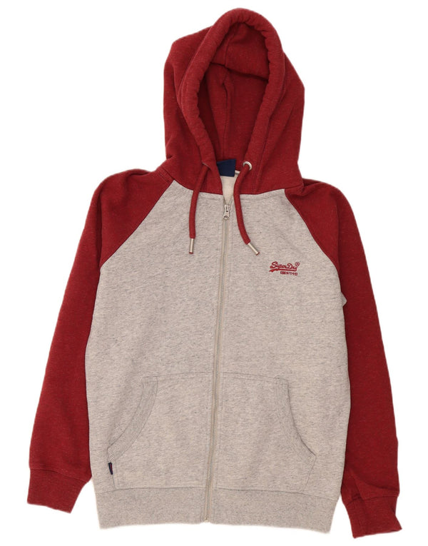 Ανδρικό πουλόβερ με κουκούλα με φερμουάρ Superdry, βαμβακερό μεσαίο γκρι χρώμα