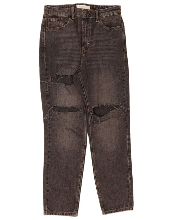 Topshop Womens Mom Distressed Tapered Jeans W28 L27 Γκρι βαμβακερό