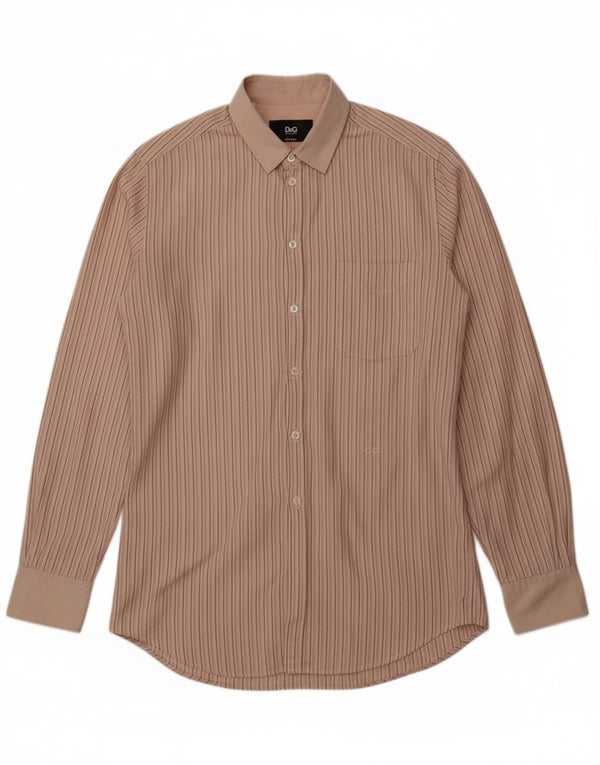 Dolce & Gabbana Mens George Shirt Size 39 15 1/2 Medium Beige Striped