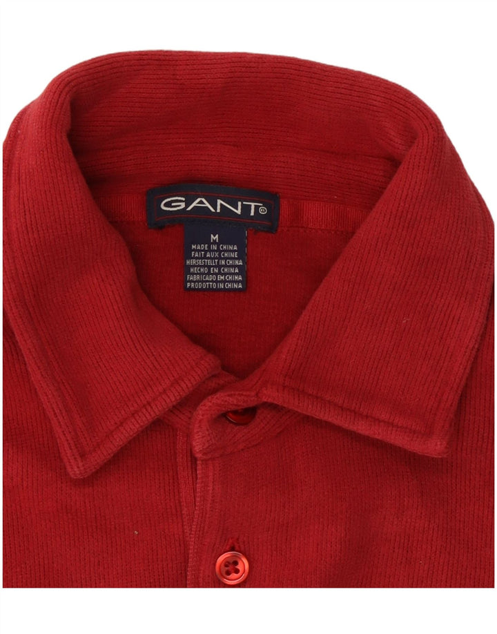 Gant Mens Polo Neck Jumper Sweater Medium Red Cotton