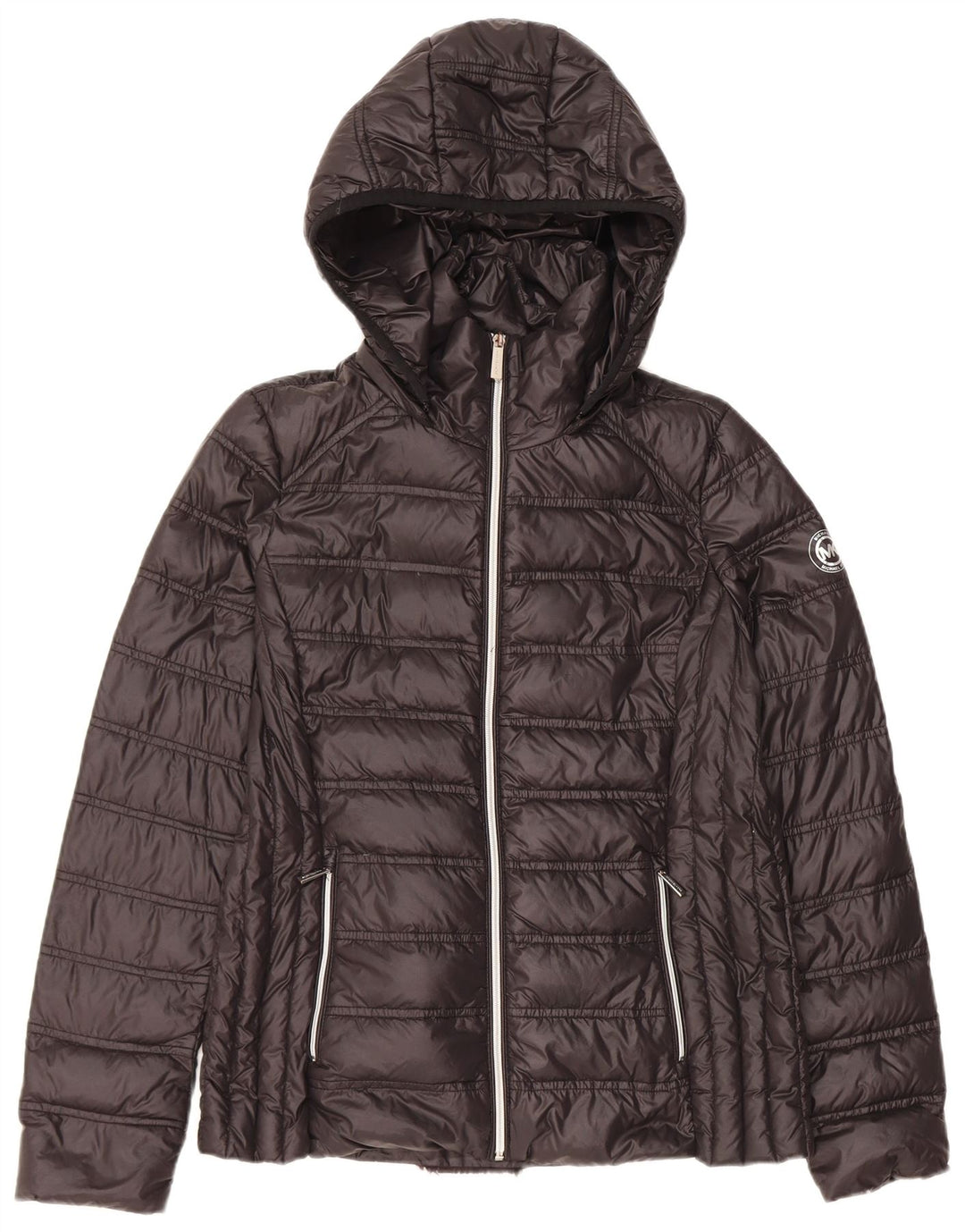 MICHAEL KORS Womens Hooded Padded Jacket UK 10 Small Black