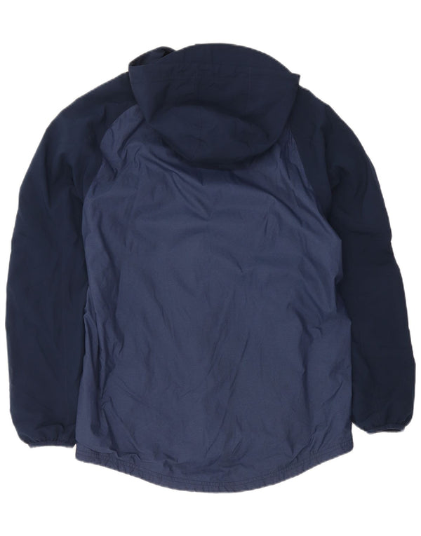 Adidas Mens Hooded Rain Jacket UK 36 Small Navy Blue Colourblock Nylon