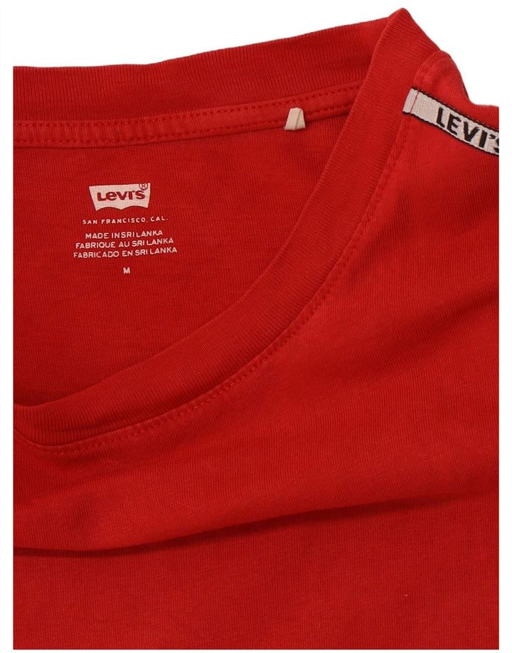 LEVI'S Womens Crop T-Shirt Top UK 12 Medium Red Colourblock
