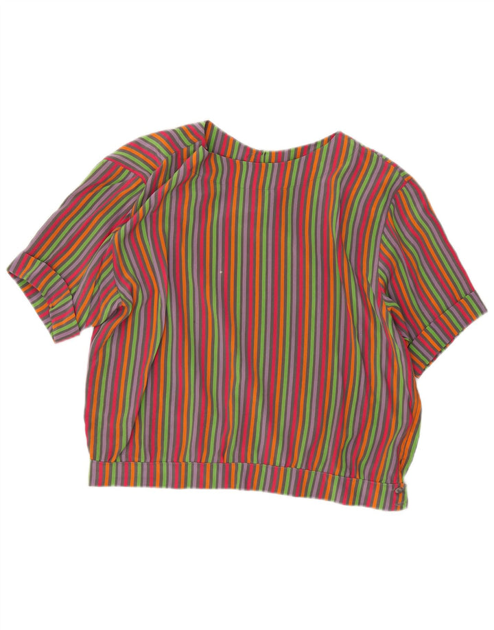 Marina Rinaldi Womens Crop Blouse Top Size 21 Medium Multicoloured Striped